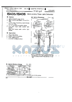 IS435 datasheet - BUILT IN AMP TYPE LIGHT DETECTOR