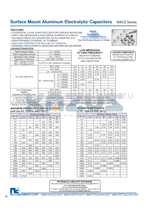 NACZ100K106.3X6.3TR13M1F datasheet - Surface Mount Aluminum Electrolytic Capacitors