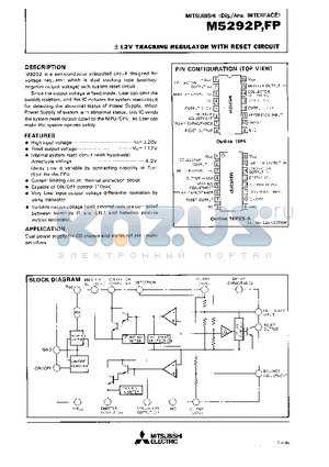 M5292FP datasheet - -5V TRACKING REGULATOR WITH RESET CIRCUIT