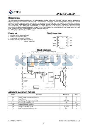 KA3845 datasheet - fixed frequency current mode PWM controller