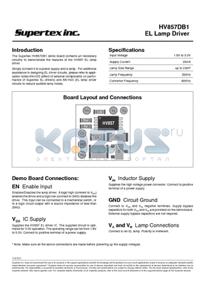 HV857DB1 datasheet - EL Lamp Driver