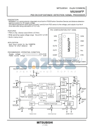 M52959FP datasheet - PSD ON CHIP DISTANCE DETECTION SIGNAL PROCESSOR