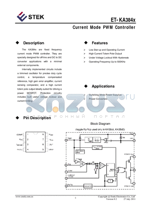 KA384X datasheet - Current Mode PWM Controller