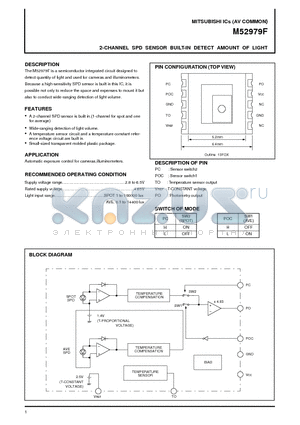 M52979F datasheet - 2-CHANNEL SPD SENSOR BUILT-IN DETECT AMOUNT OF LIGHT