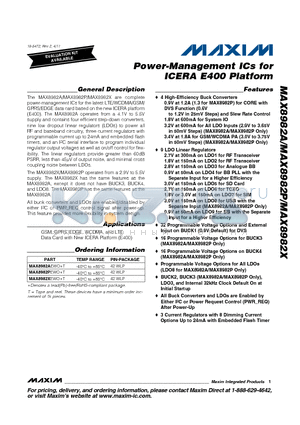 MAX8982AEWOT datasheet - Power-Management ICs for ICERA E400 Platform 16 Programmable Voltage