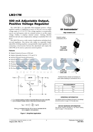 LM317MABDTG datasheet - 500 mA Adjustable Output, Positive Voltage Regulator