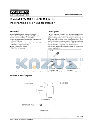 KA431A datasheet - Programmable Shunt Regulator