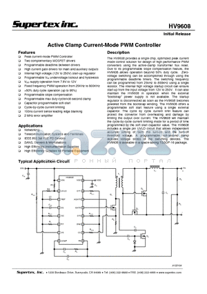 HV9608 datasheet - Active Clamp Current-Mode PWM Controller