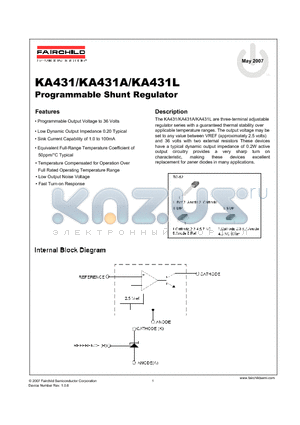 KA431L datasheet - Programmable Shunt Regulator