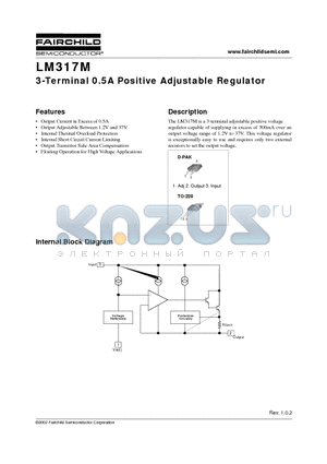 LM317MDT datasheet - 3-Terminal 0.5A Positive Adjustable Regulator