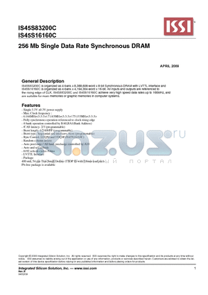 IS45S16160C datasheet - 256 Mb Single Data Rate Synchronous DRAM
