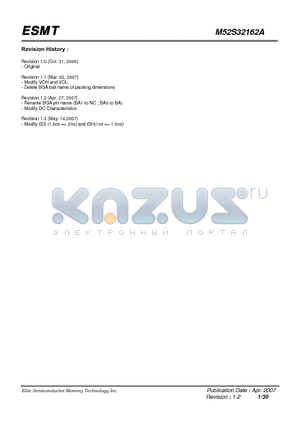 M52S32162A-10BG datasheet - 1M x 16Bit x 2Banks Synchronous DRAM