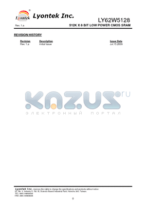 LY62W5128 datasheet - 512K X 8 BIT LOW POWER CMOS SRAM