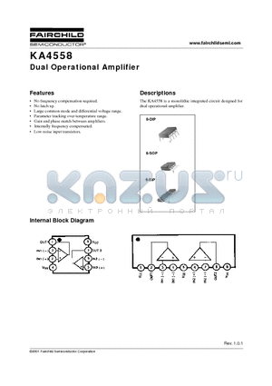 KA4558 datasheet - Dual Operational Amplifier