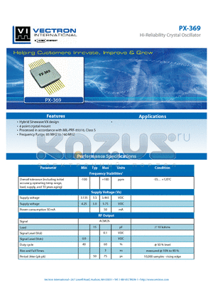 PX-369 datasheet - Hi-Reliability Crystal Oscillator