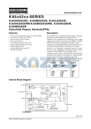 KA5H0265RC datasheet - Fairchild Power Switch(FPS)