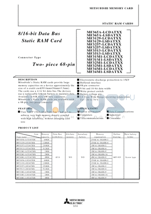 MF34M1-LCDATXX datasheet - 8/16-bit Data Bus Static RAM Card