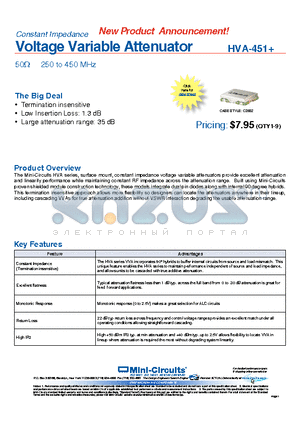 HVA-451 datasheet - Voltage Variable Attenuator