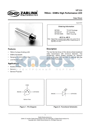 MF359 datasheet - 780nm - 55MHz High Performance LED