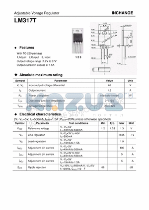 LM317T datasheet - Adjustable Voltage Regulator