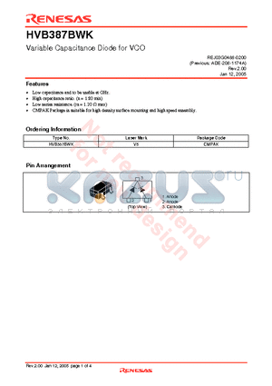 HVB387BWK datasheet - Variable Capacitance Diode for VCO