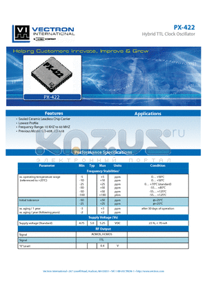 PX-4220-DAA-FB datasheet - Hybrid TTL Clock Oscillator