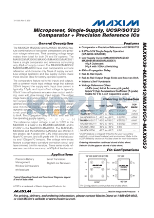 MAX9042AEUA datasheet - Micropower, Single-Supply, UCSP/SOT23 Comparator  Precision Reference ICs