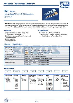 HVC datasheet - High Voltage NP0 and X7R Capacitors