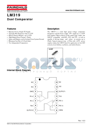 LM319N datasheet - Dual Comparator