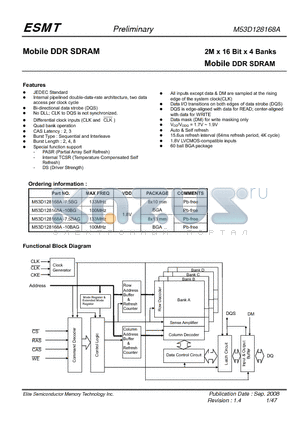M53D128168A datasheet - 2M x 16 Bit x 4 Banks Mobile DDR SDRAM