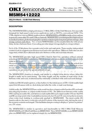 M541 datasheet - 262,214-Word x 12-Bit Field Memory