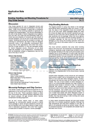 M541 datasheet - Bonding, Handling, and Mounting Procedures for Chip Diode Devices