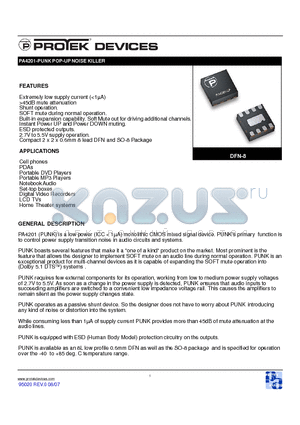 PA4201 datasheet - PUNK POP-UP NOISE KILLER