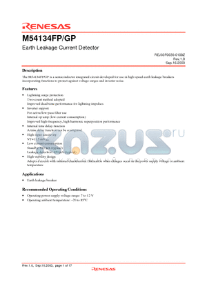 M54134GP datasheet - Earth Leakage Current Detector