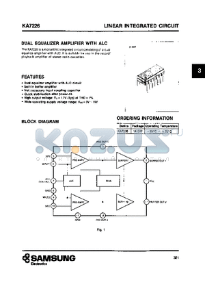 KA7226 datasheet - DUAL EQUALIZER AMPLIFIER WITH ALC