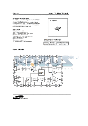 KA7305 datasheet - B/W CCD PROCESSOR