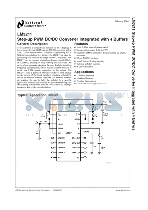 LM3211MT-ADJ datasheet - Step-up PWM DC/DC Converter Integrated with 4 Buffers