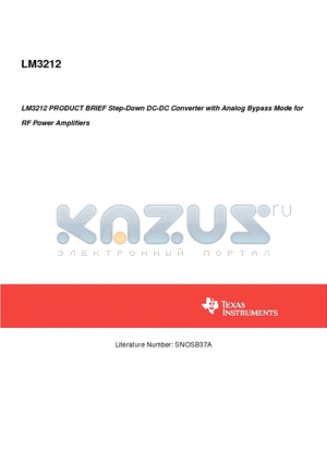 LM3212 datasheet - LM3212 PRODUCT BRIEF Step-Down DC-DC Converter with Analog Bypass Mode for RF Power Amplifiers