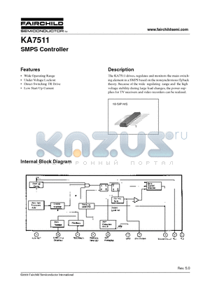 KA7511 datasheet - SMPS Controller