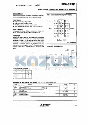 M54529P datasheet - S-UNIT 320mA TRANSISTOR ARRAY WITH STORE