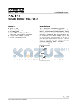 KA7541 datasheet - Simple Ballast Controller