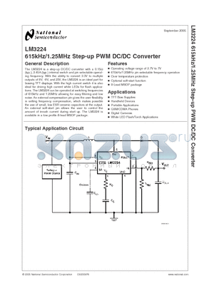 LM3224_05 datasheet - 615kHz/1.25MHz Step-up PWM DC/DC Converter