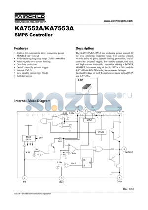 KA7552A datasheet - SMPS Controller