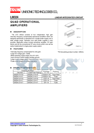 LM324-S14-R datasheet - QUAD OPERATIONAL AMPLIFIERS