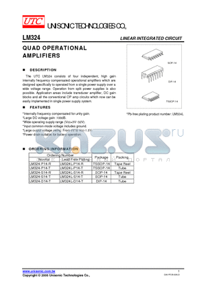 LM324-S14-T datasheet - QUAD OPERATIONAL AMPLIFIERS
