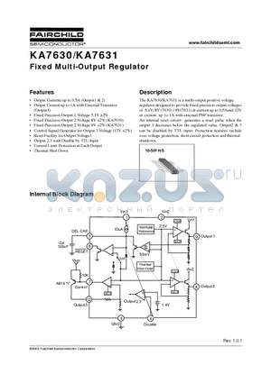 KA7630 datasheet - Fixed Multi-Output Regulator