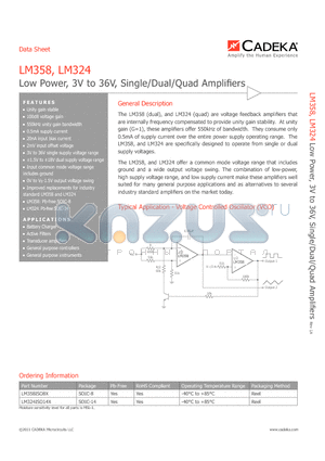 LM324 datasheet - Low Power, 3V to 36V, Single/Dual/Quad Amplifiers