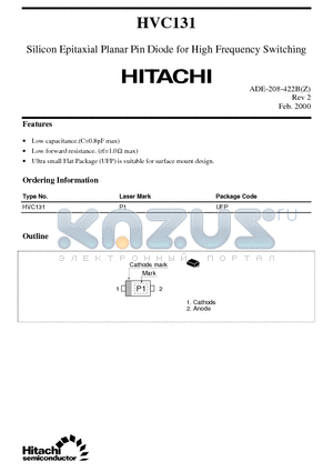 HVC131 datasheet - Silicon Epitaxial Planar Pin Diode for High Frequency Switching