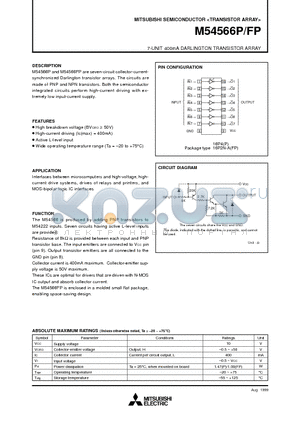 M54566FP datasheet - 7-UNIT 400mA DARLINGTON TRANSISTOR ARRAY