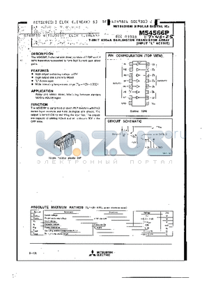 M54566P datasheet - 7 UNIT 400MA DARLINGTON TRANSISTOR ARRAY